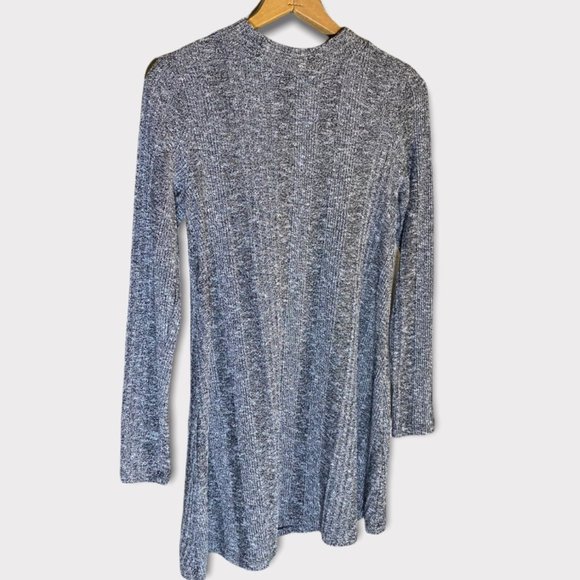 Mossimo Heathered Gray Wide Ribbed Knit Mock Neck Long Sleeve Swing Dress - Picture 3 of 9